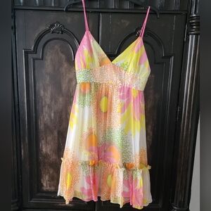 MILLY Vibrant Floral Sundress with Spaghetti Straps - NWOT - Size 6
